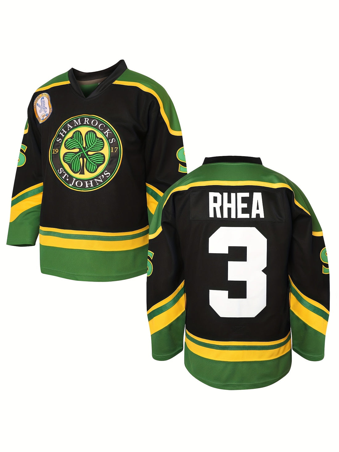 Men's #3 Clover Embroidered Retro Hockey Jersey