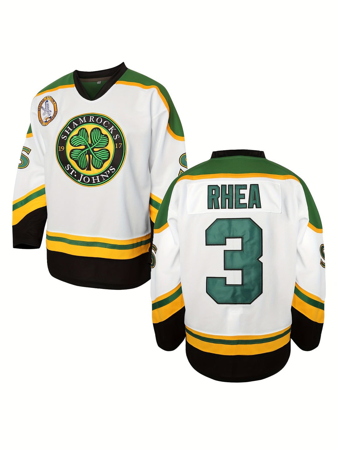 Men's #3 Clover Embroidered Retro Hockey Jersey