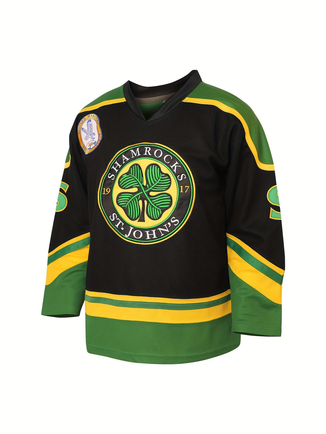 Men's #3 Clover Embroidered Retro Hockey Jersey